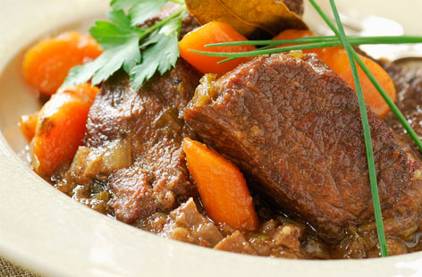 If you thought beef should be paired only with red wine, think again. This rich beef stew cooked in white wine gives has a brilliant depth of flavour and will only improve if made the day before. Serve with a generous hunk of bread and a crisp green salad.