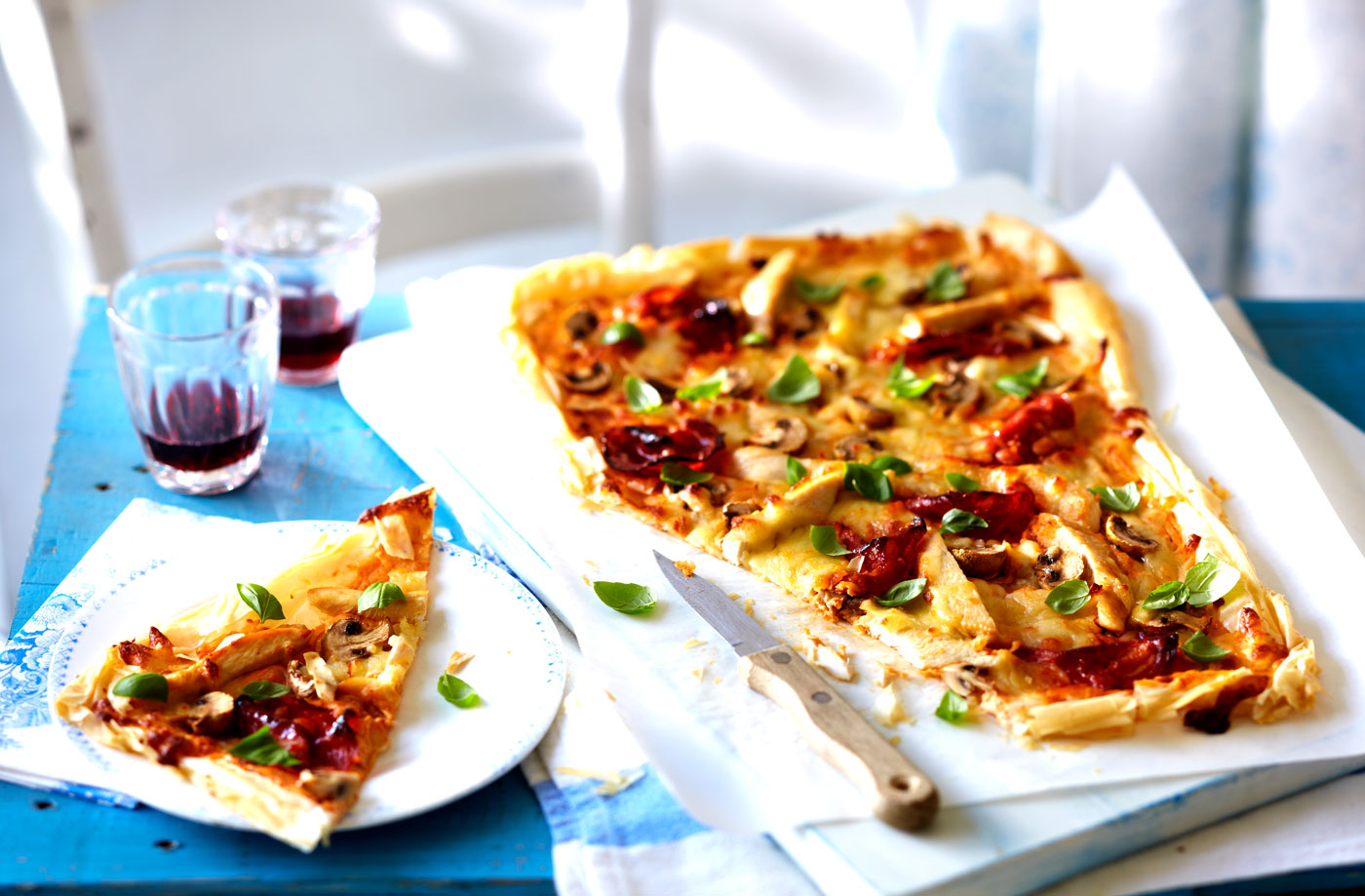 Chicken filo pizzas recipe
