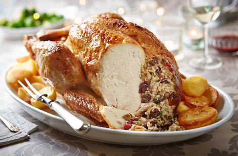 Dazzle your dinner guests with this traditional turkey recipe, served with all the trimmings and sauces you want