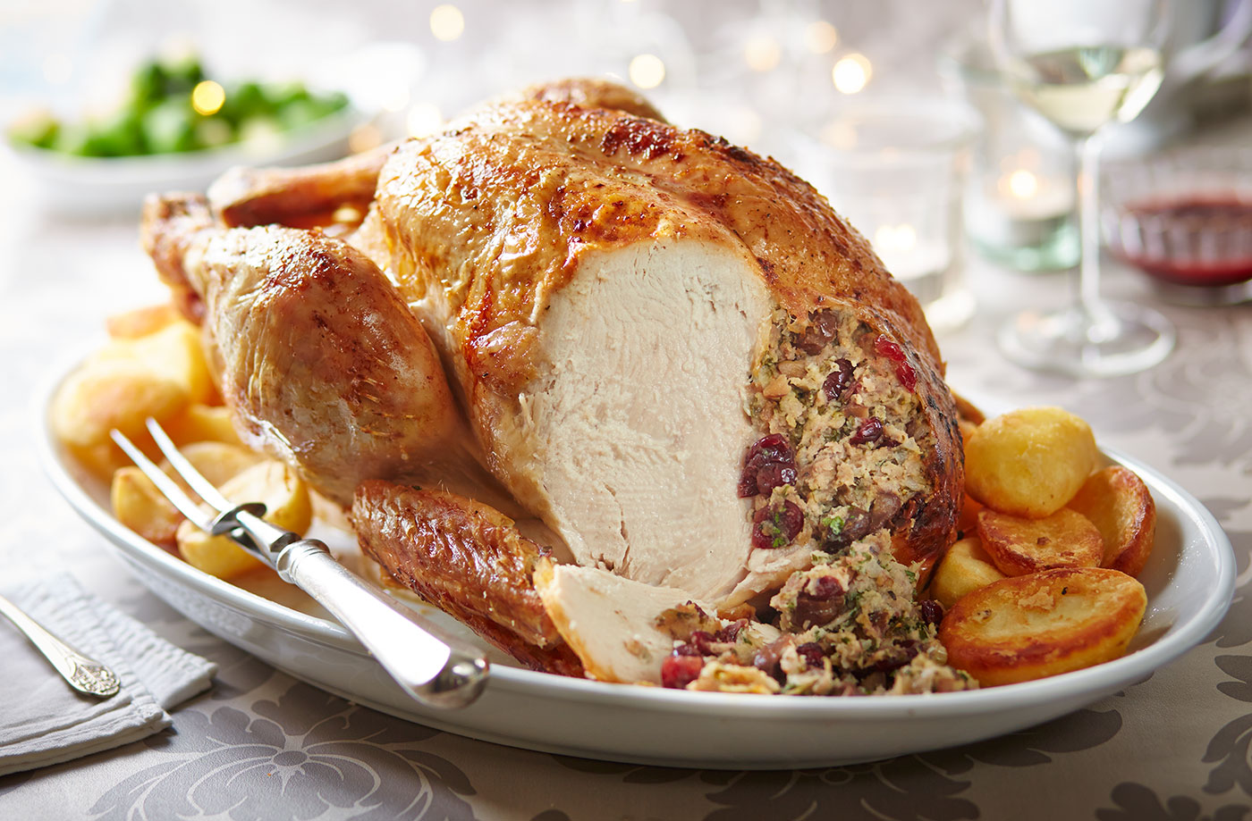 Roast turkey with sausagemeat stuffing recipe