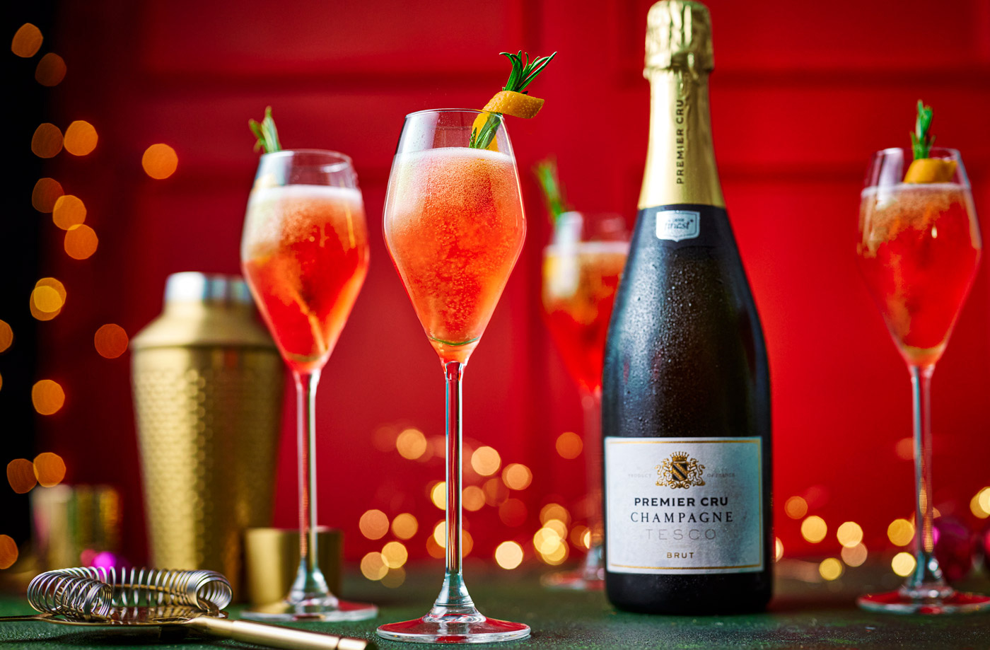 Cranberry and rosemary French 75 recipe