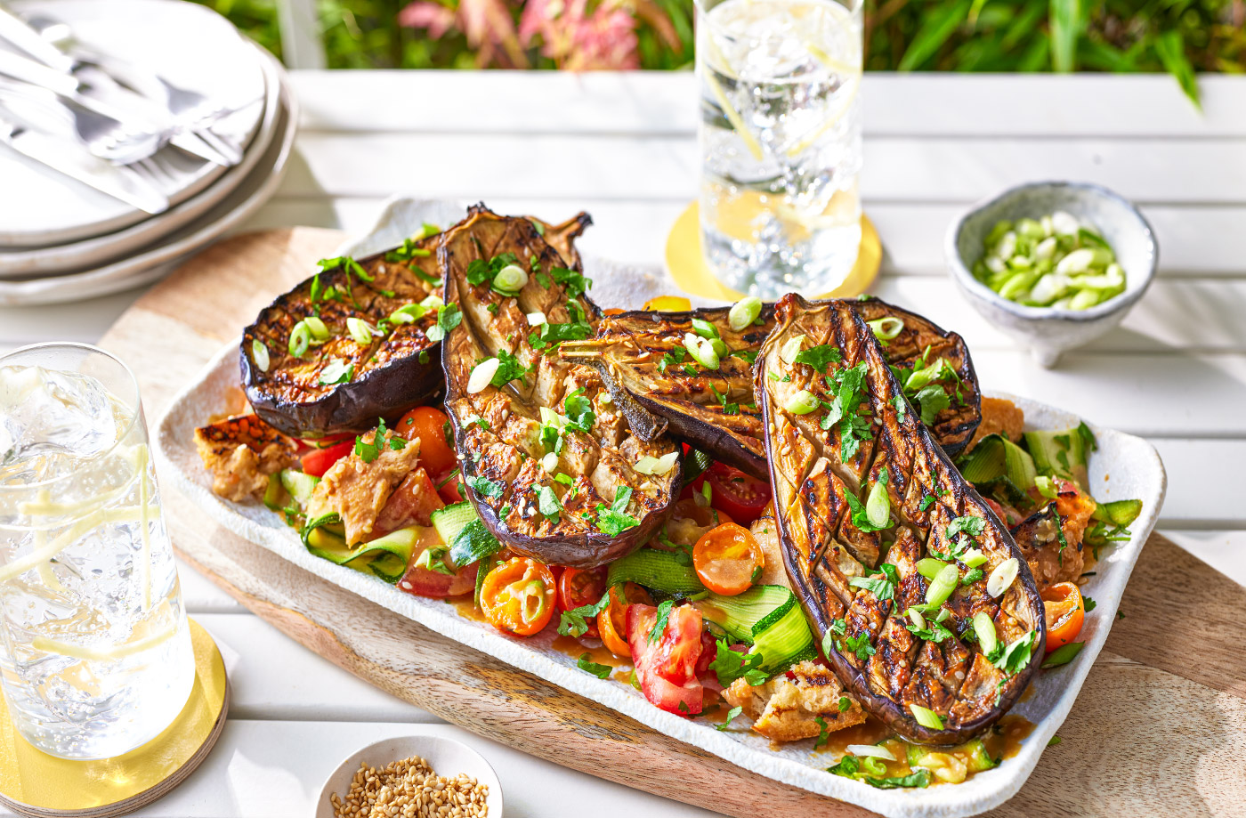Miso aubergine summer salad recipe