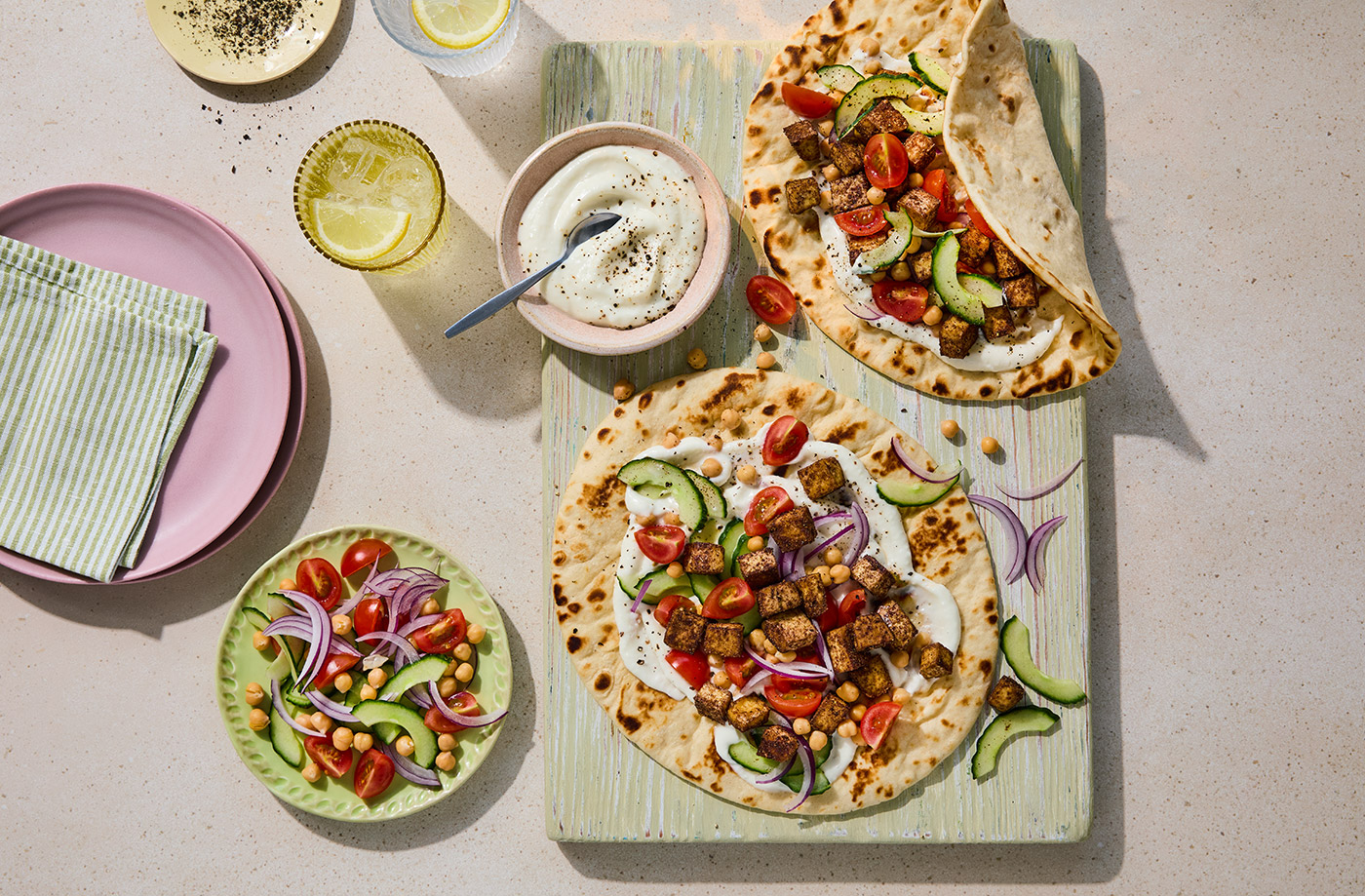 Air-fryer Lebanese-spiced tofu flatbreads recipe
