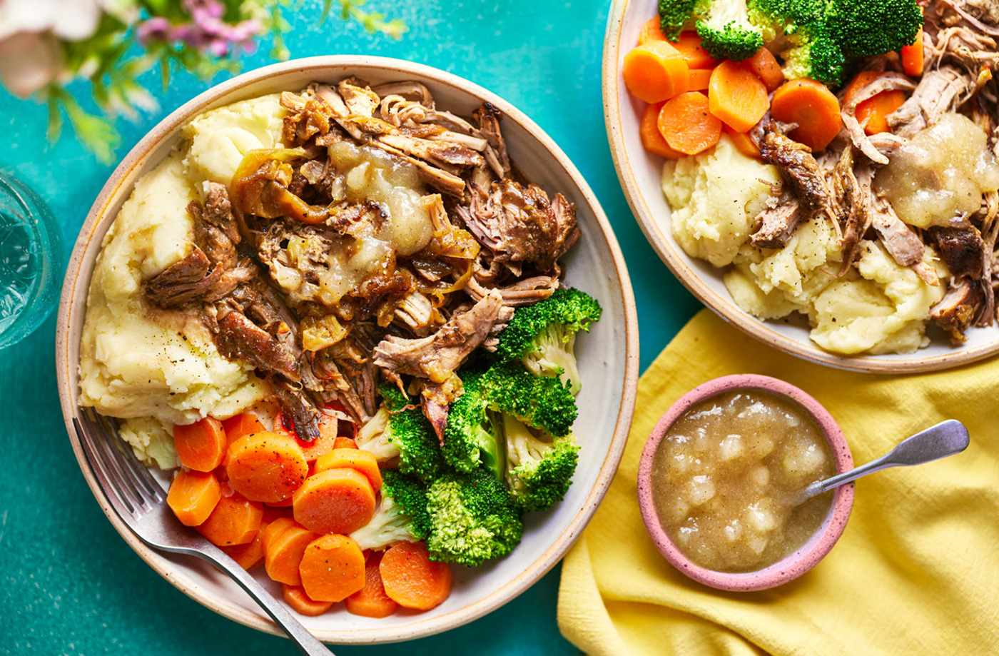 Braised pork with apples and creamy mash recipe