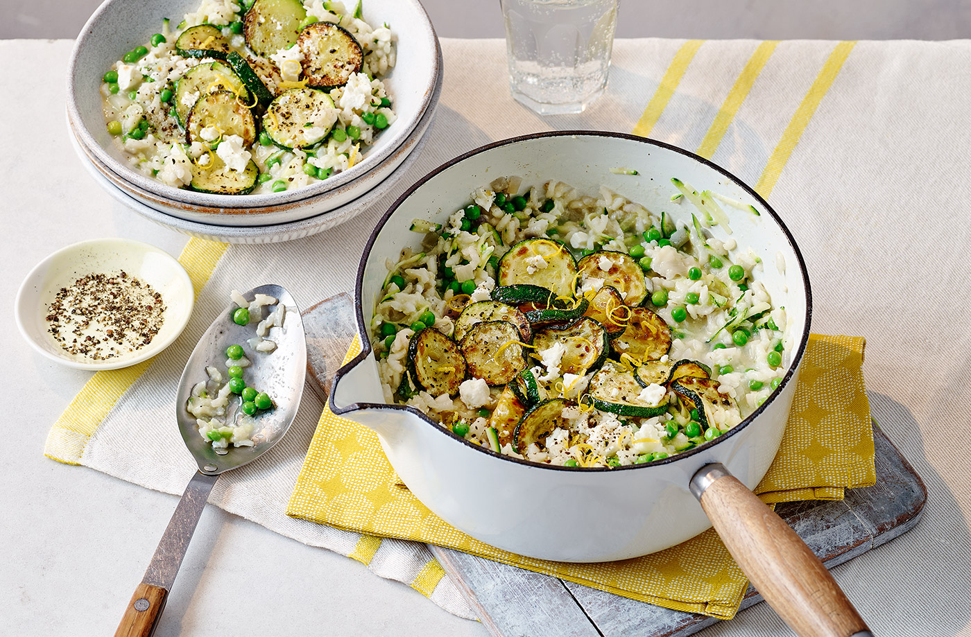 Baked courgette and feta risotto recipe