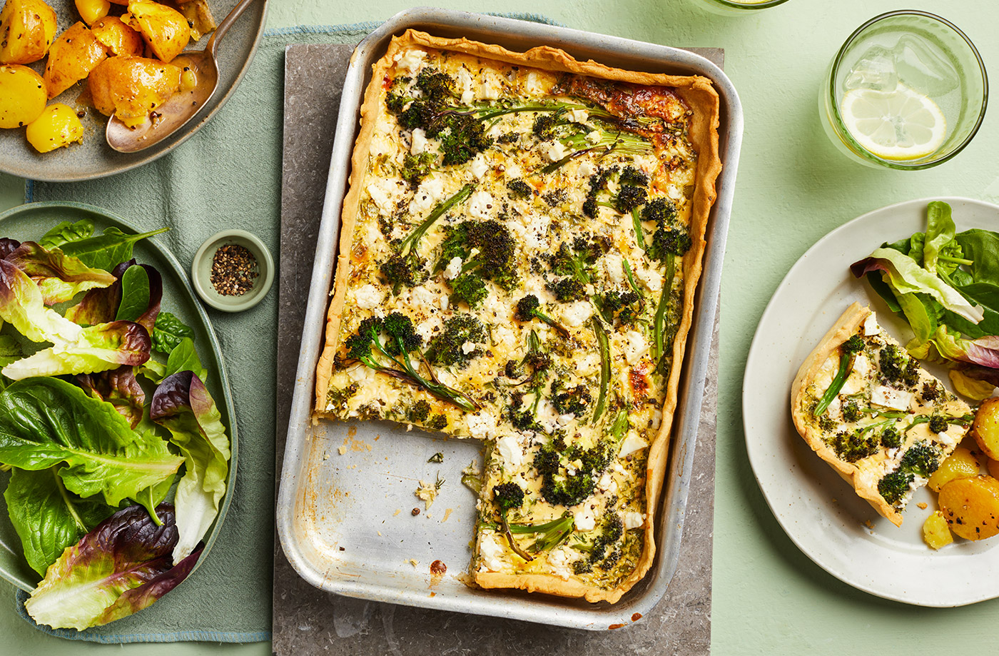 Broccoli and feta quiche recipe