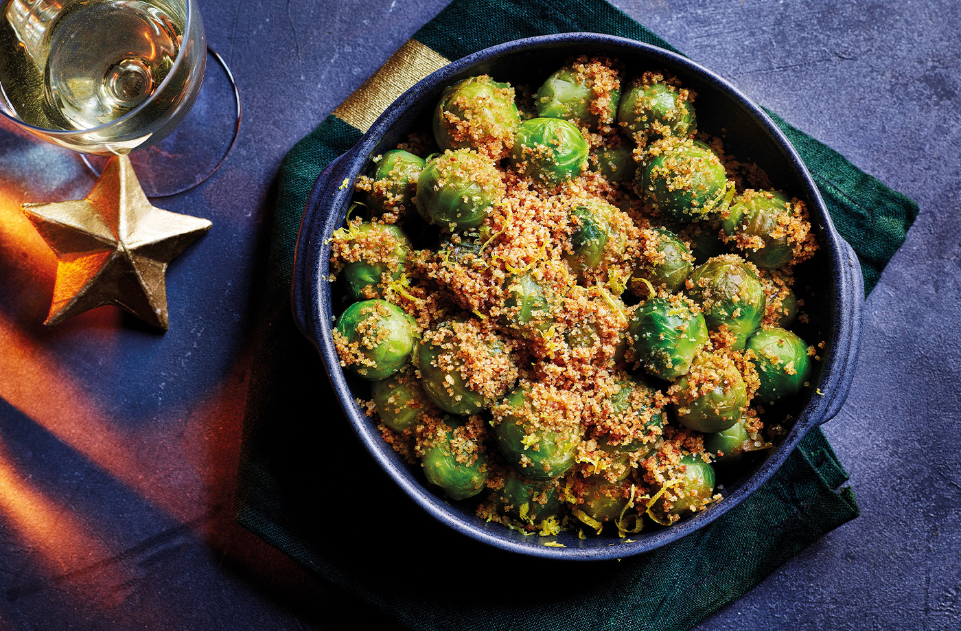 Brown butter sprouts with crispy garlic crumbs recipe