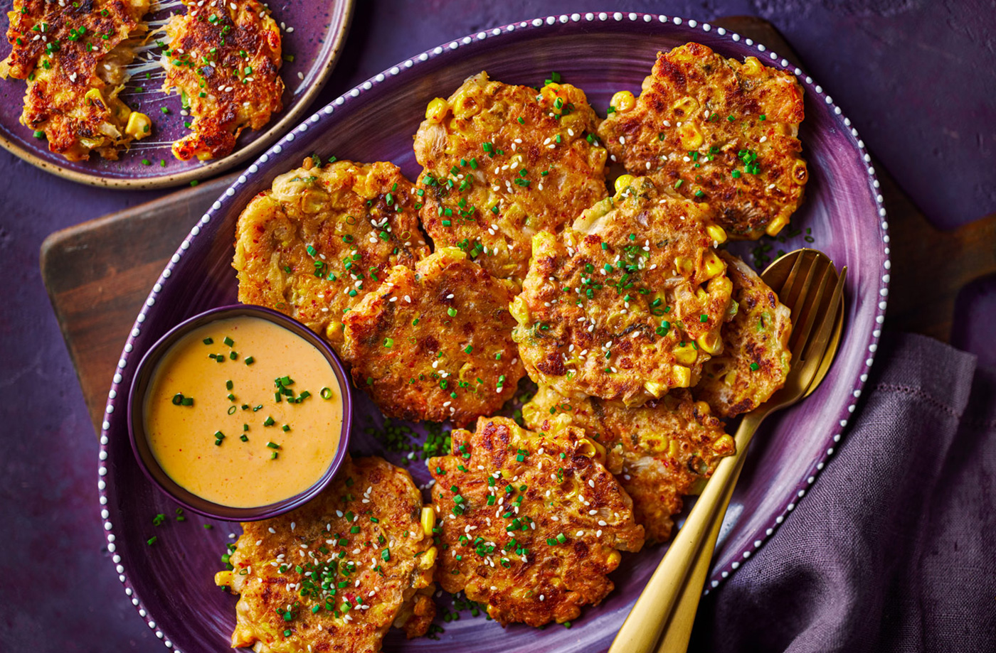 Cheesy kimchi fritters recipe