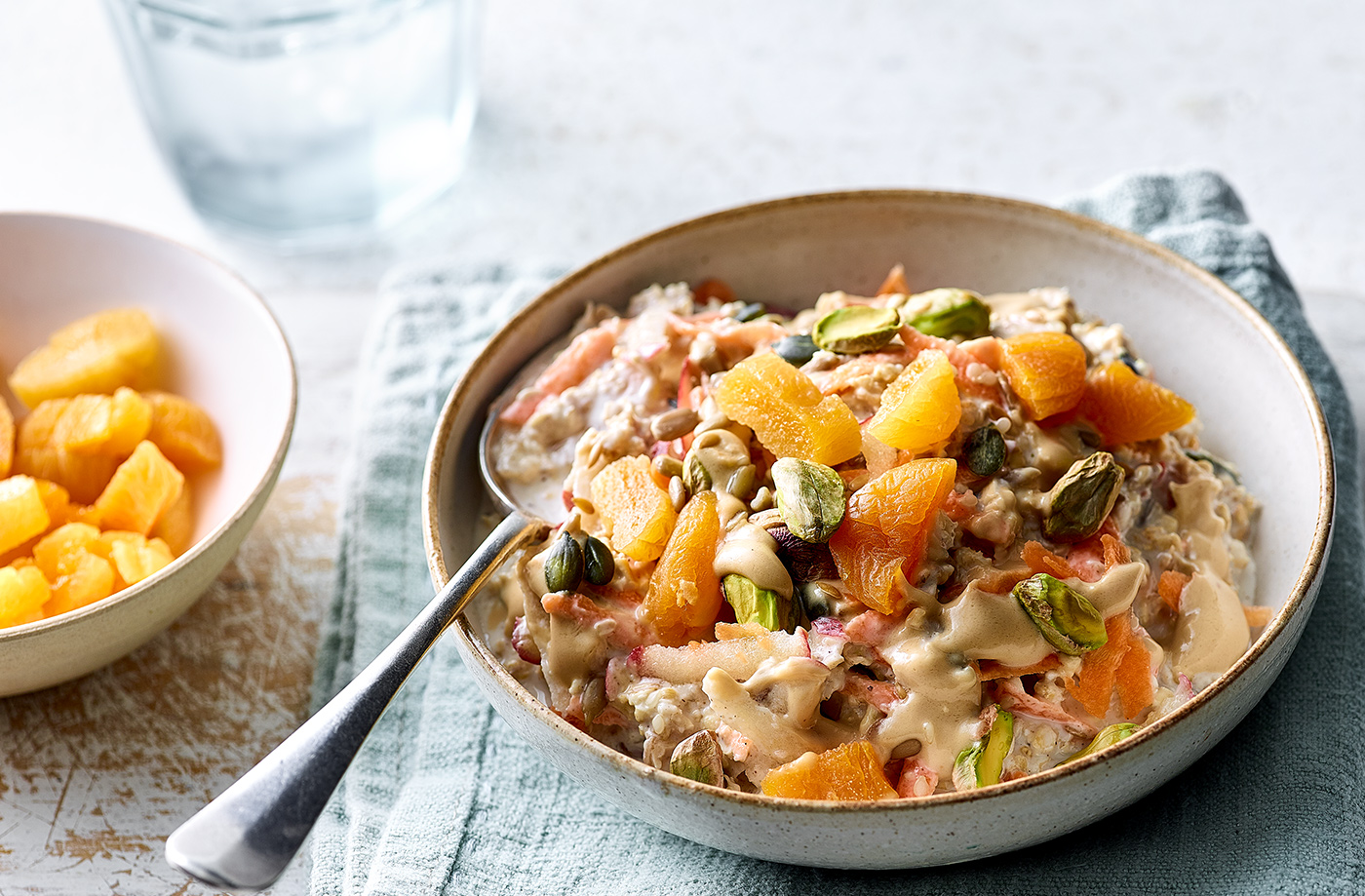Spiced carrot and apricot overnight oats recipe