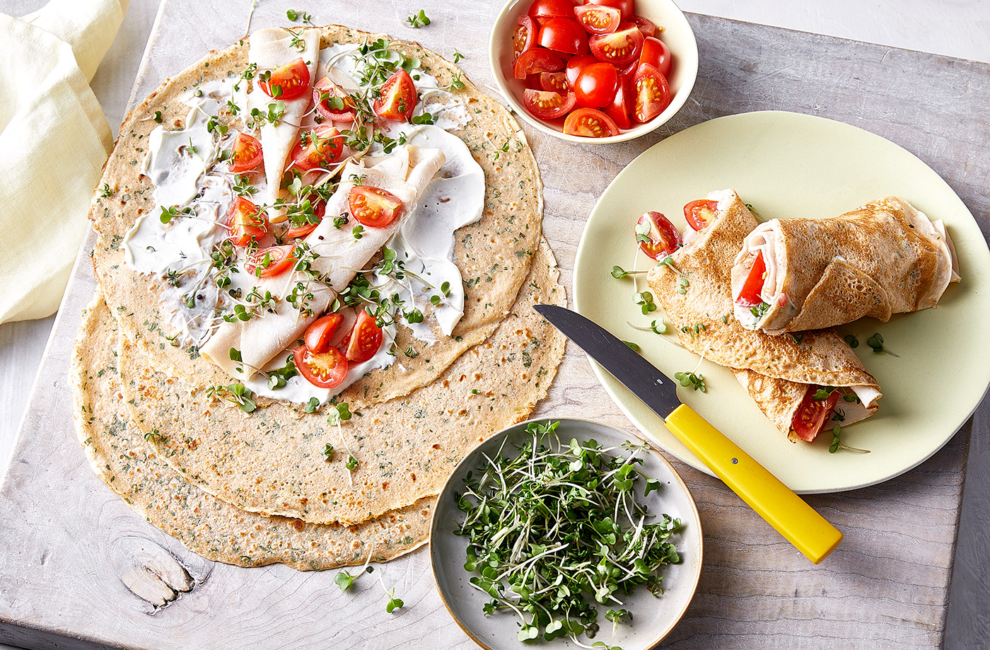 Cheesy chicken pancakes recipe
