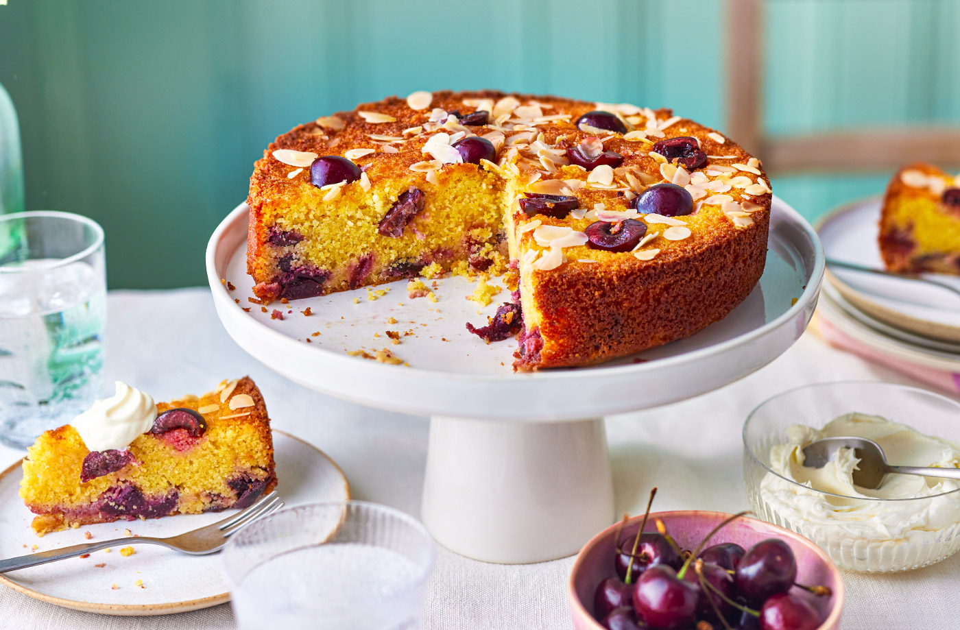Cherry, lemon and polenta cake recipe