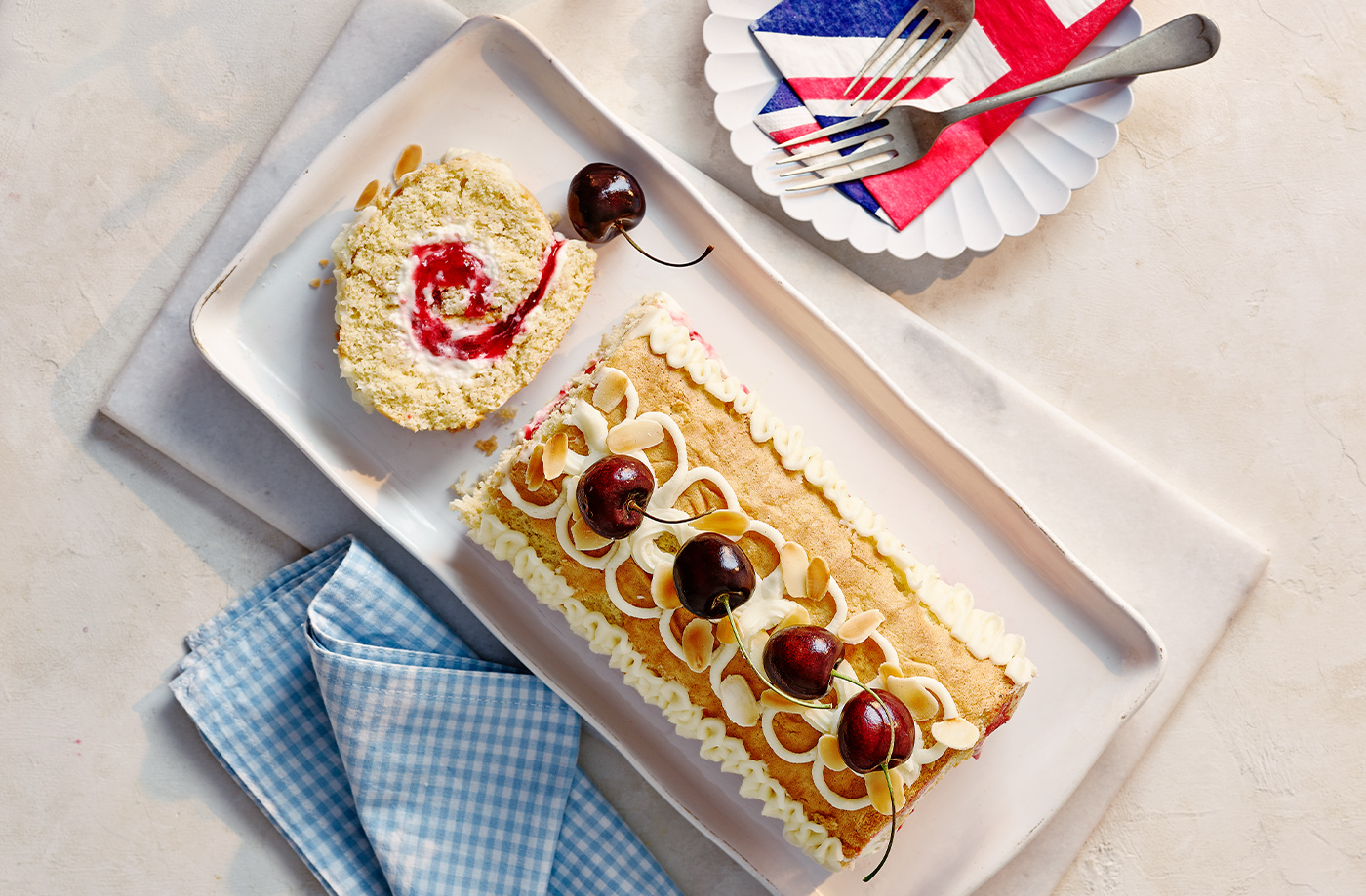 Cherry Bakewell Swiss roll recipe