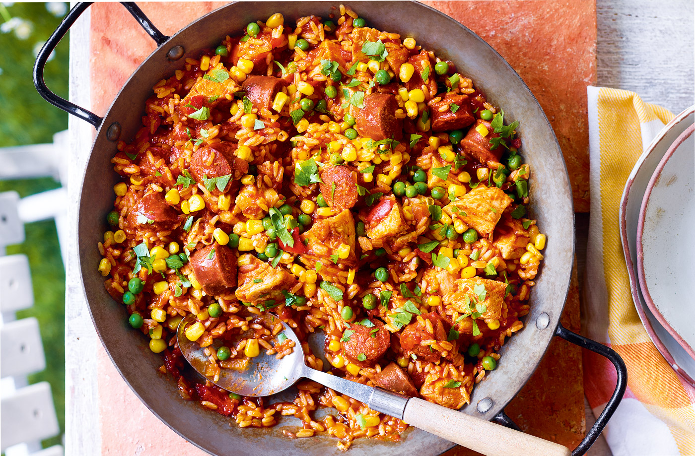 Chicken and chorizo paella recipe
