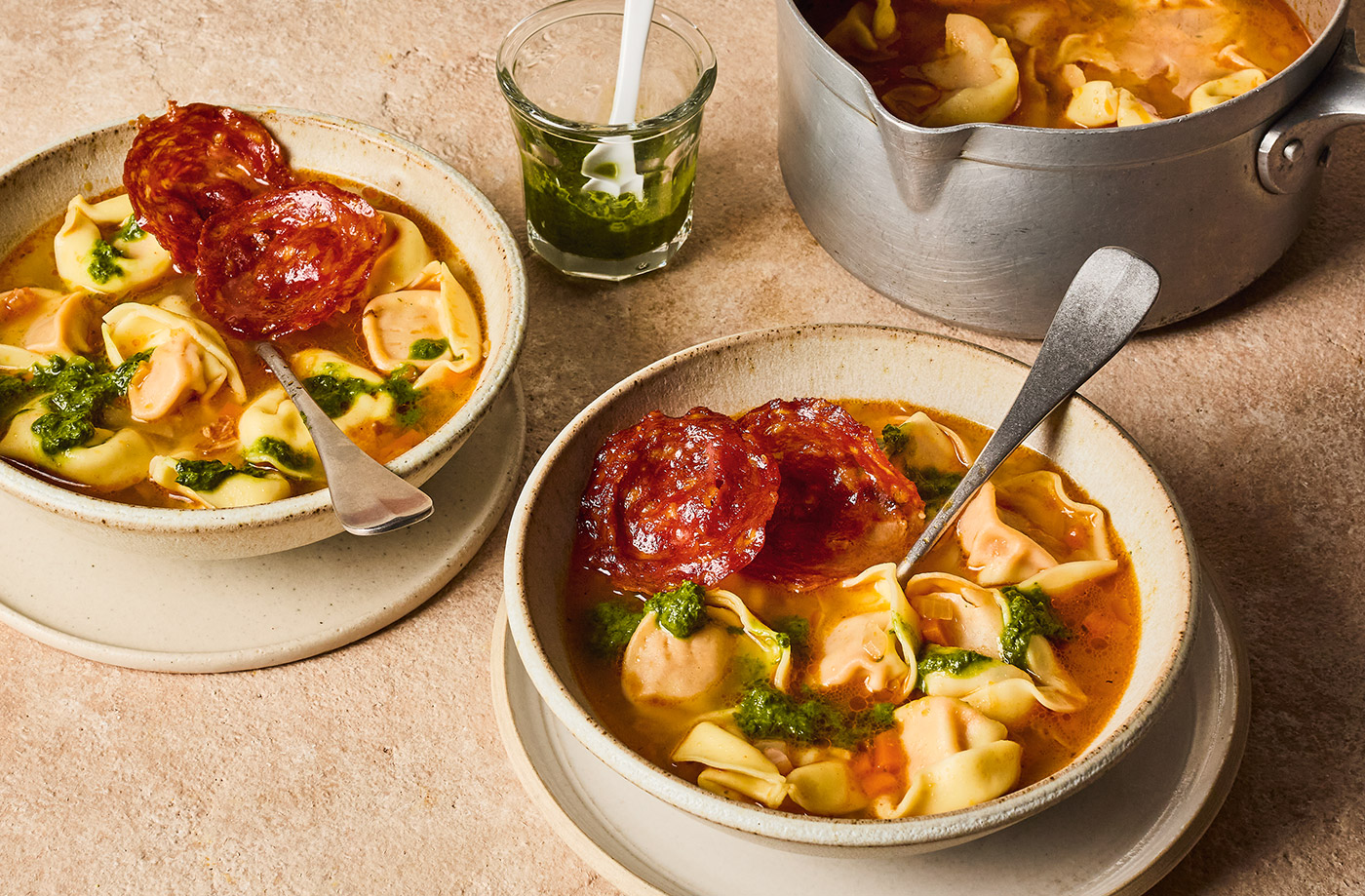 Chicken and chorizo tortelloni soup recipe