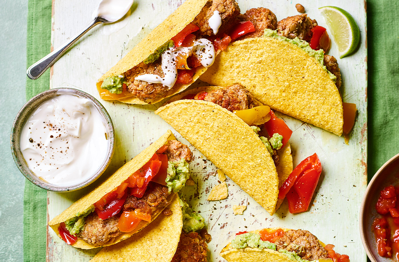 Chicken and lentil meatball tacos recipe