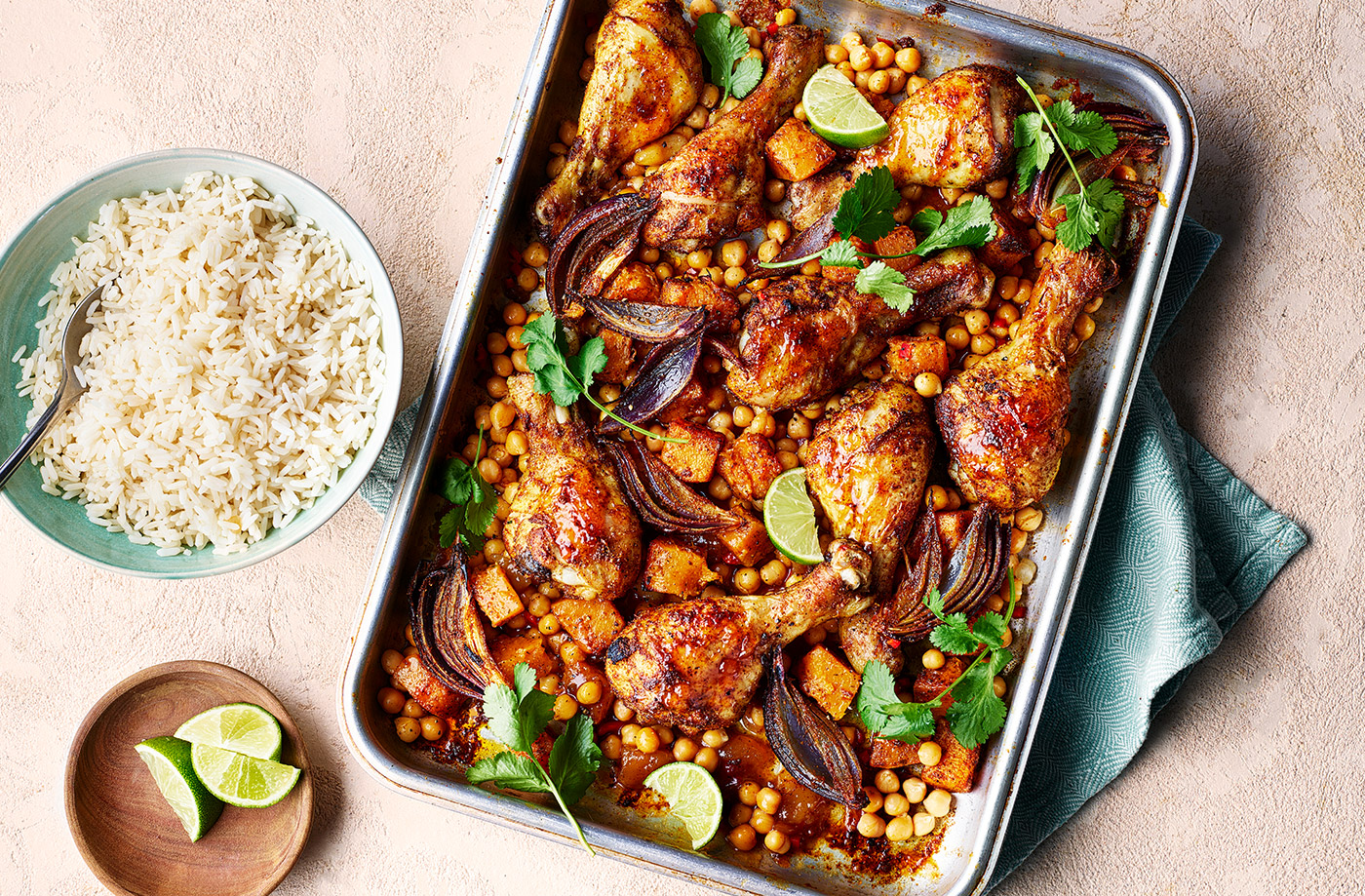 Chicken and mango chutney traybake recipe