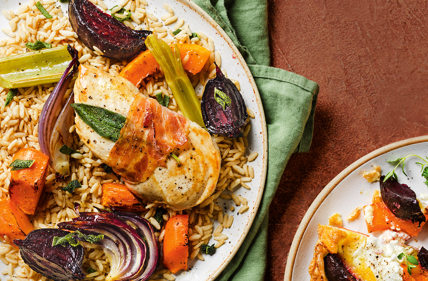 Chicken and root veg traybake recipe