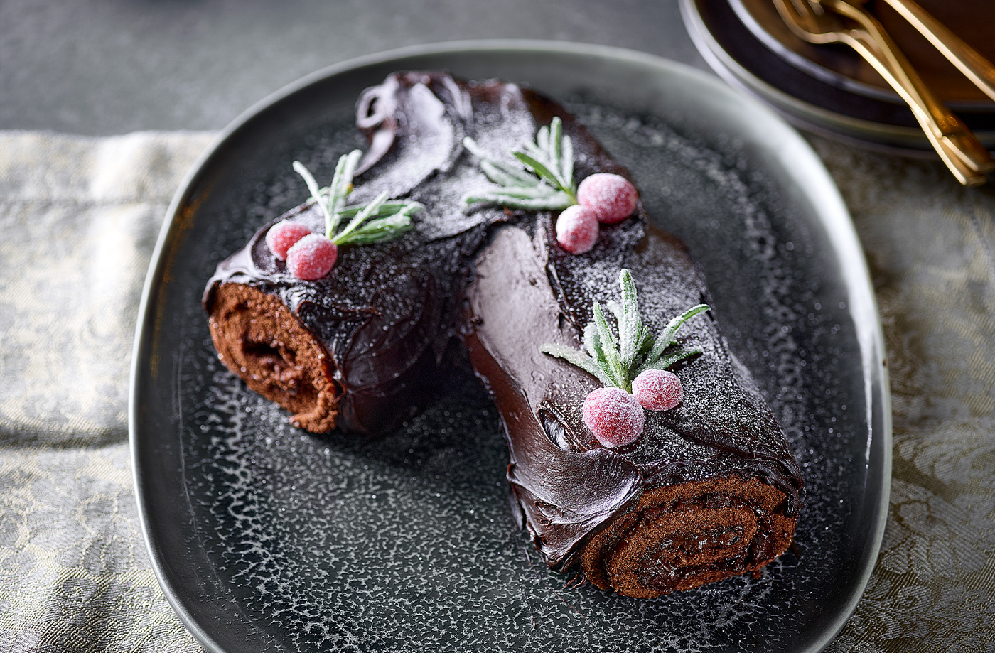 Microwave chocolate yule log recipe