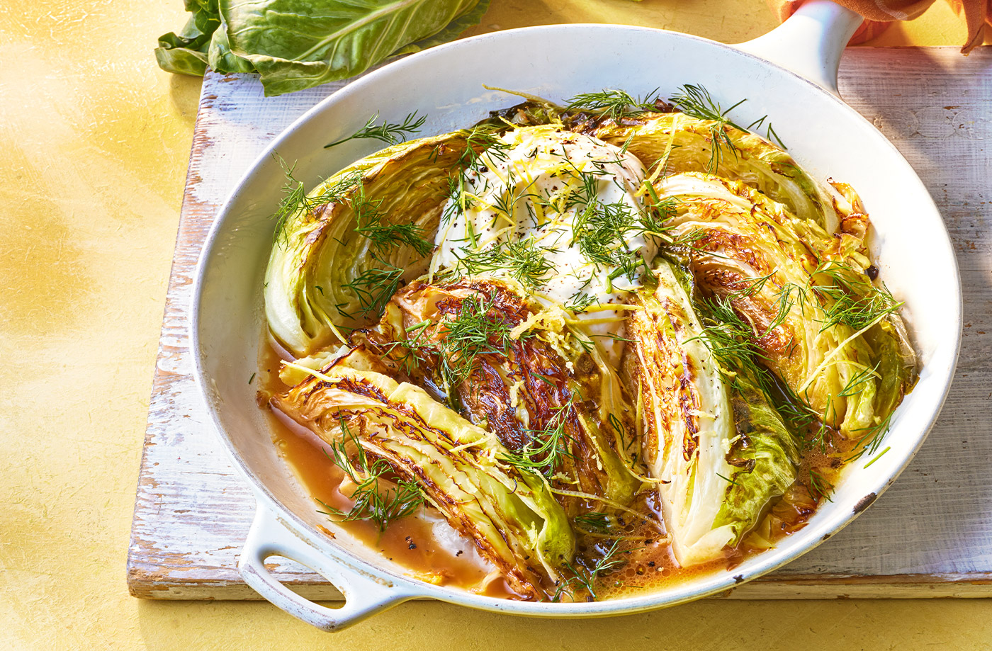 Cider-braised cabbage wedges recipe