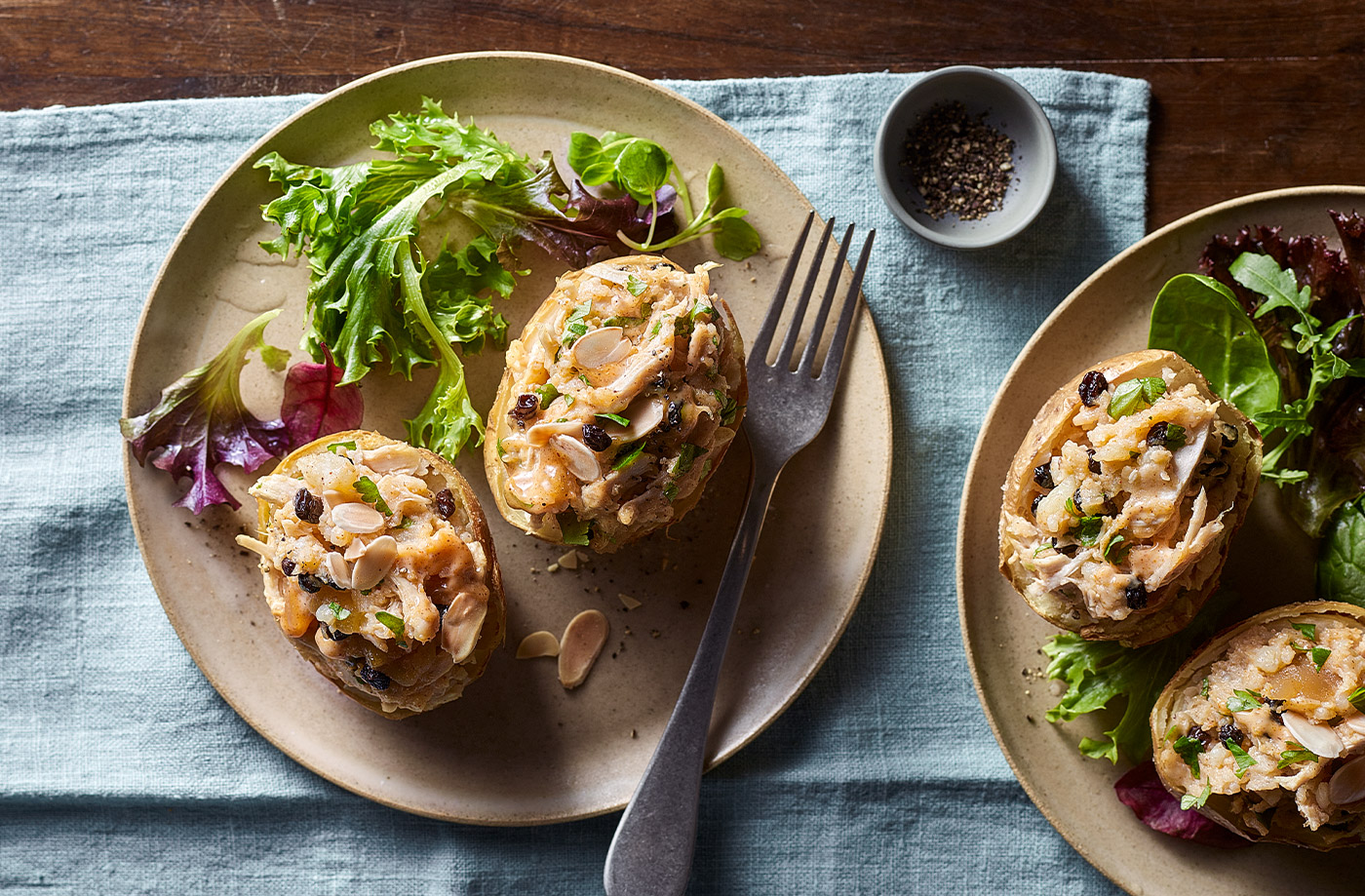 Coronation chicken stuffed potatoes recipe