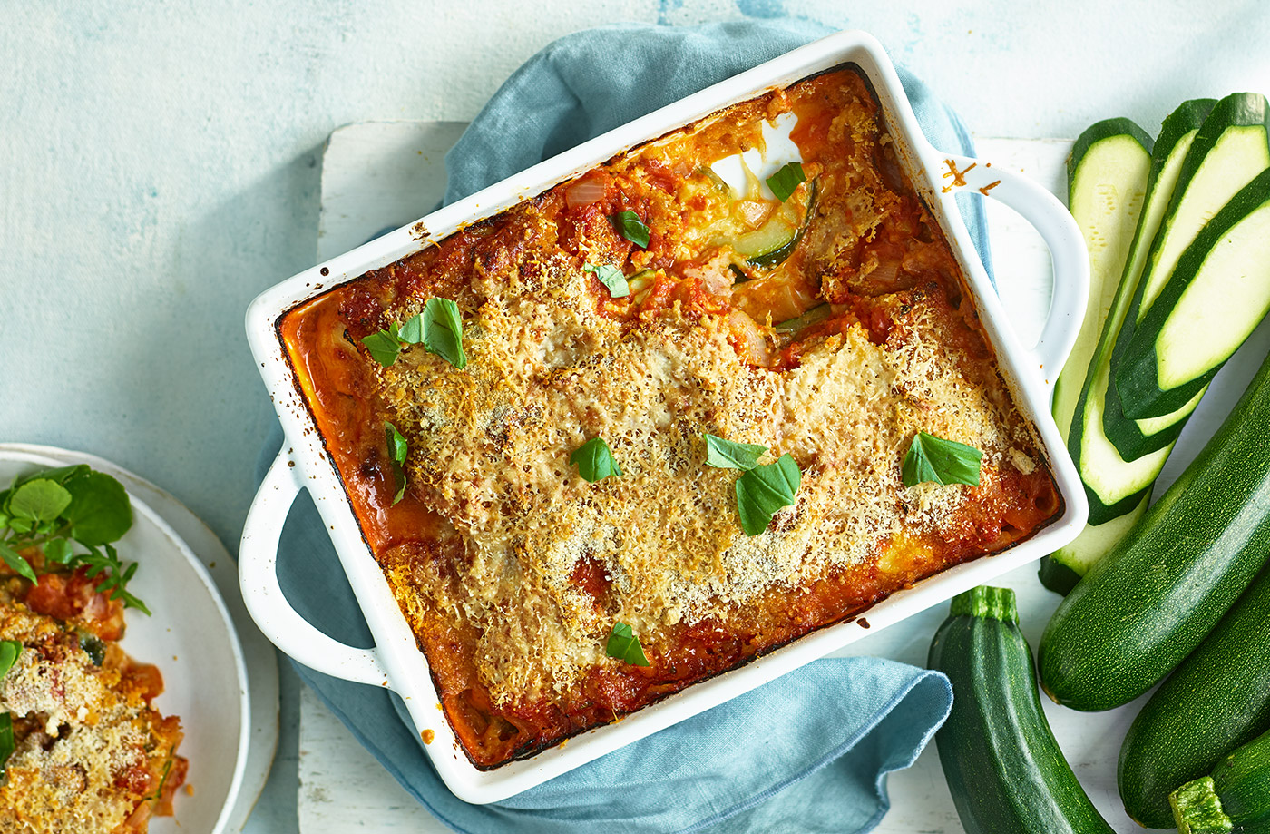 Courgette, tomato and Parmesan gratin recipe