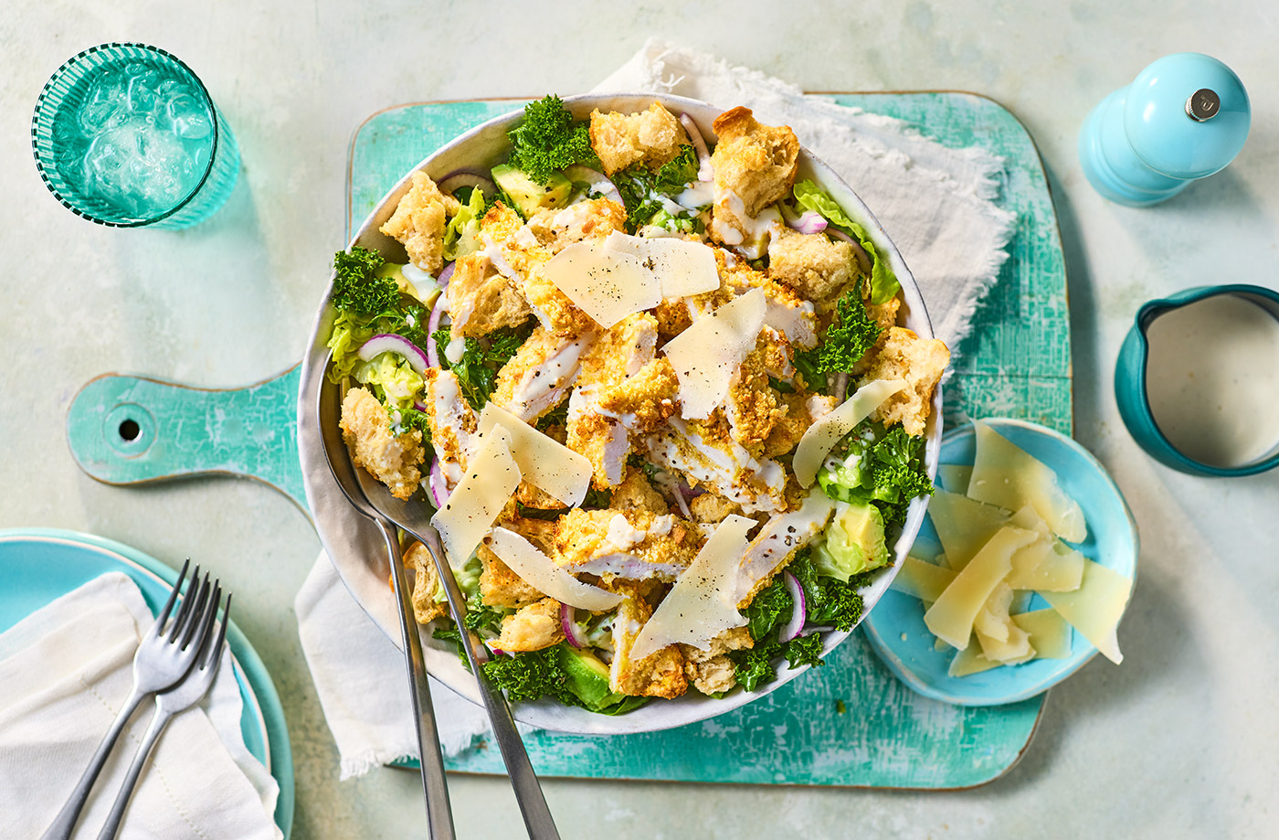 Air-fryer crispy chicken autumn Caesar salad recipe