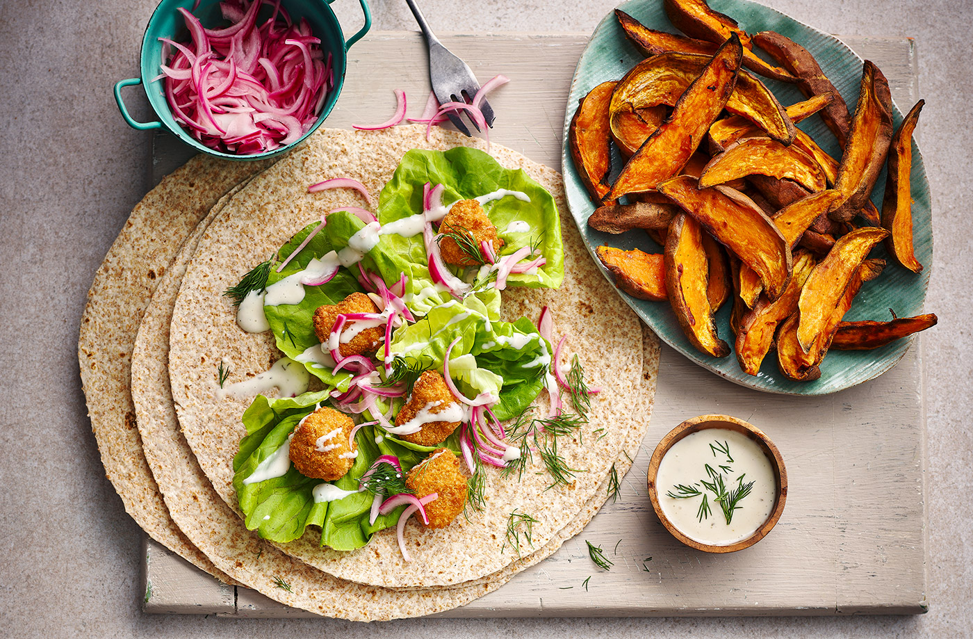 Crispy chicken Caesar wraps recipe