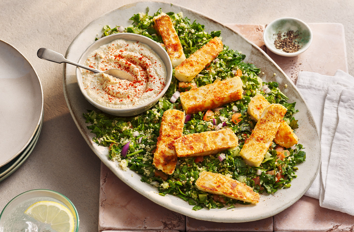Crispy halloumi tabbouleh recipe