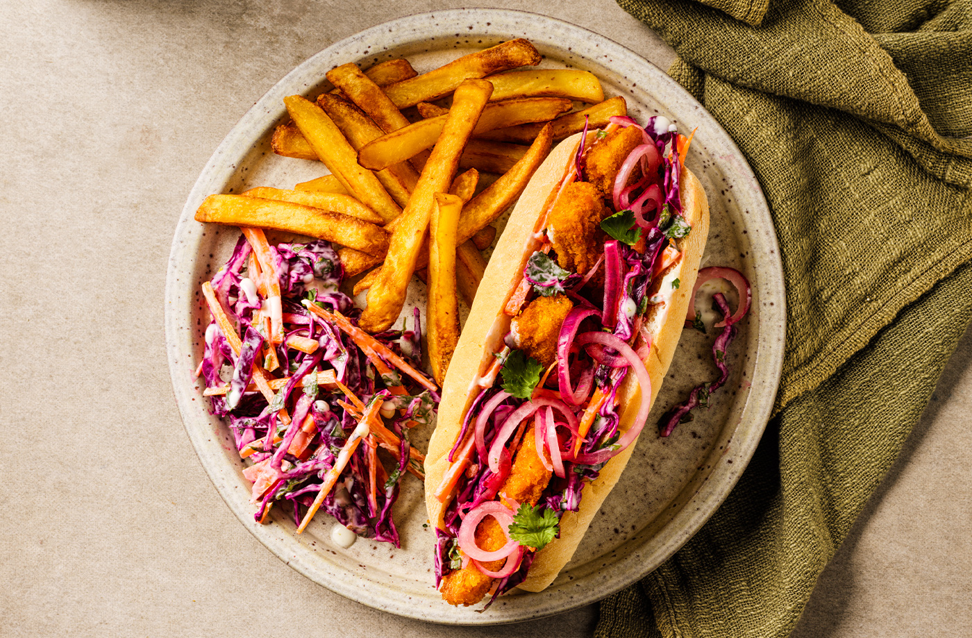 Fish finger 'hot dogs' with crunchy slaw recipe