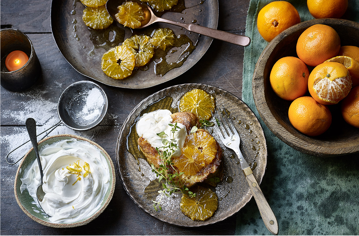French toast with caramel clementines recipe