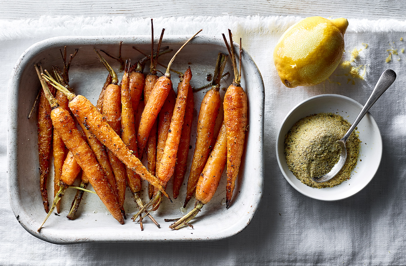 Garlic and lemon roast carrots recipe