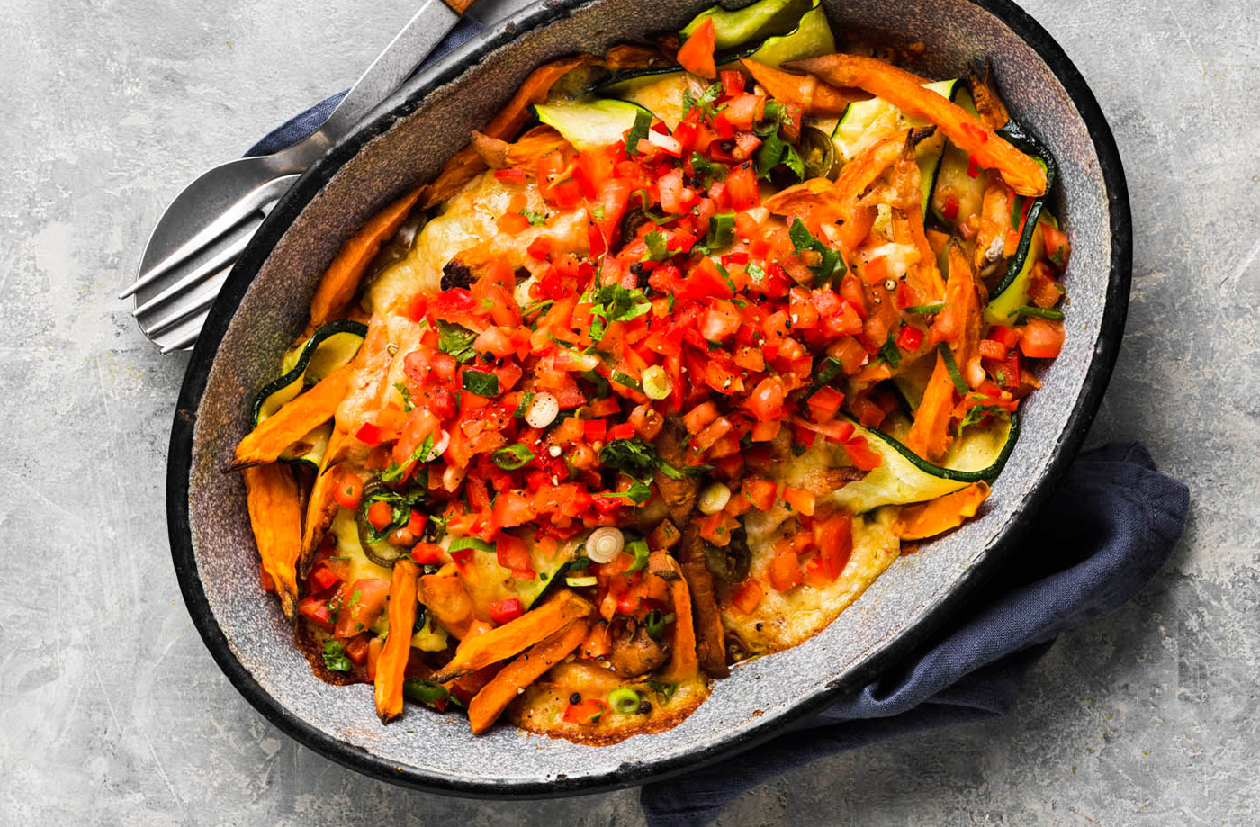 Gochujang loaded sweet potato fries recipe