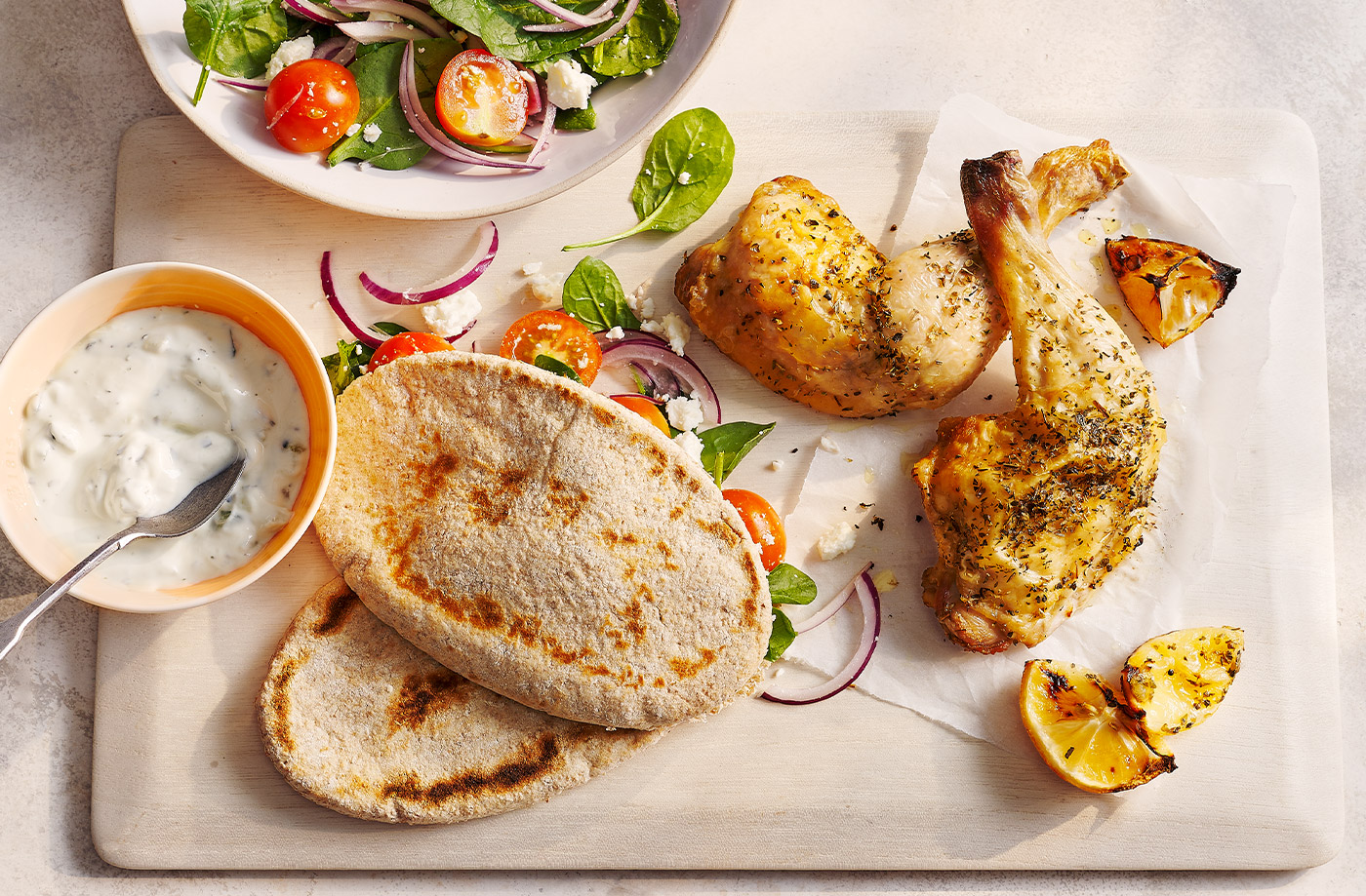 Greek chicken salad with pitta recipe