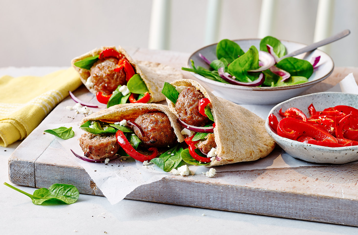 Greek-style meatball pittas recipe