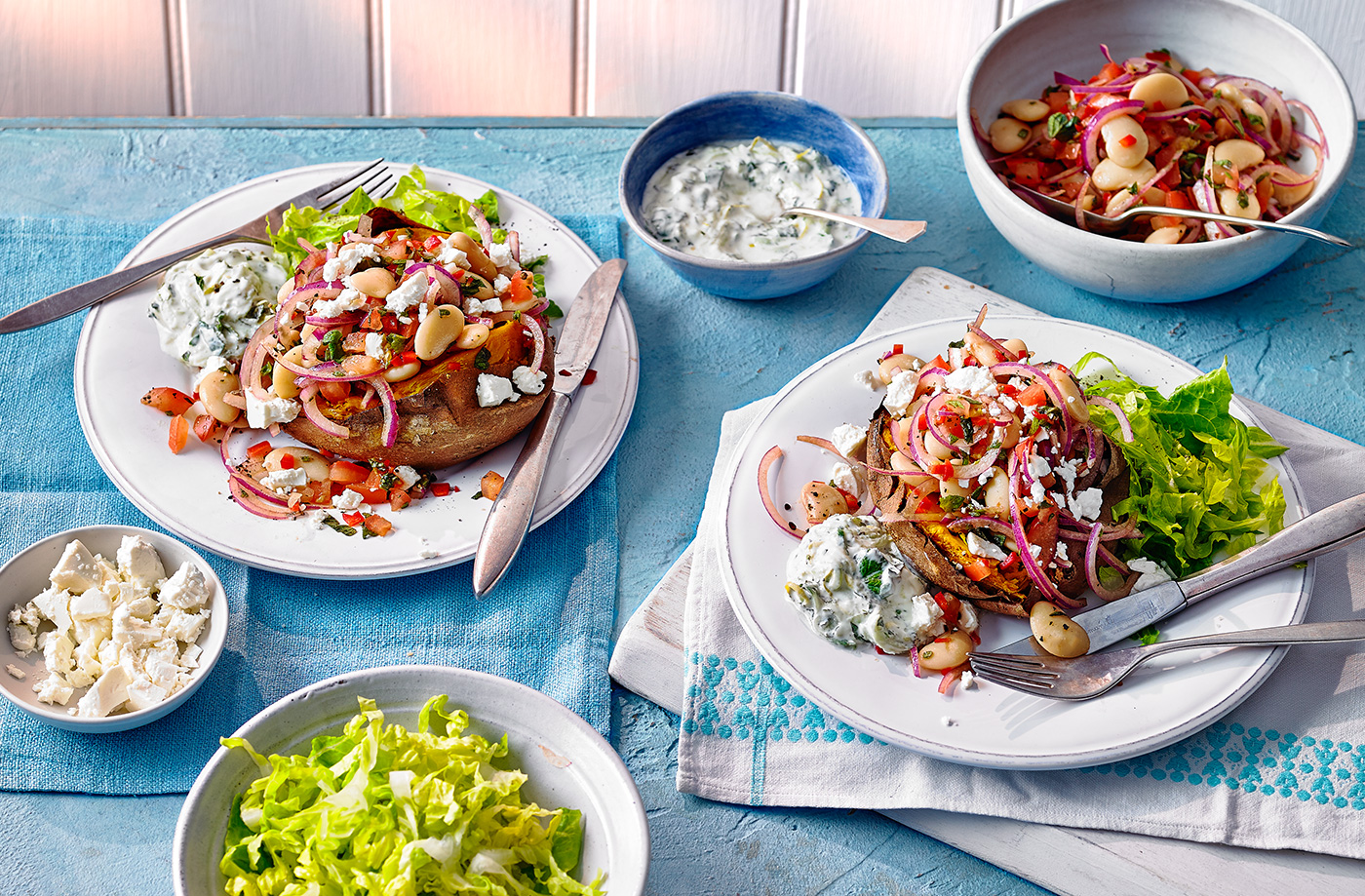 Greek-style stuffed sweet potatoes recipe