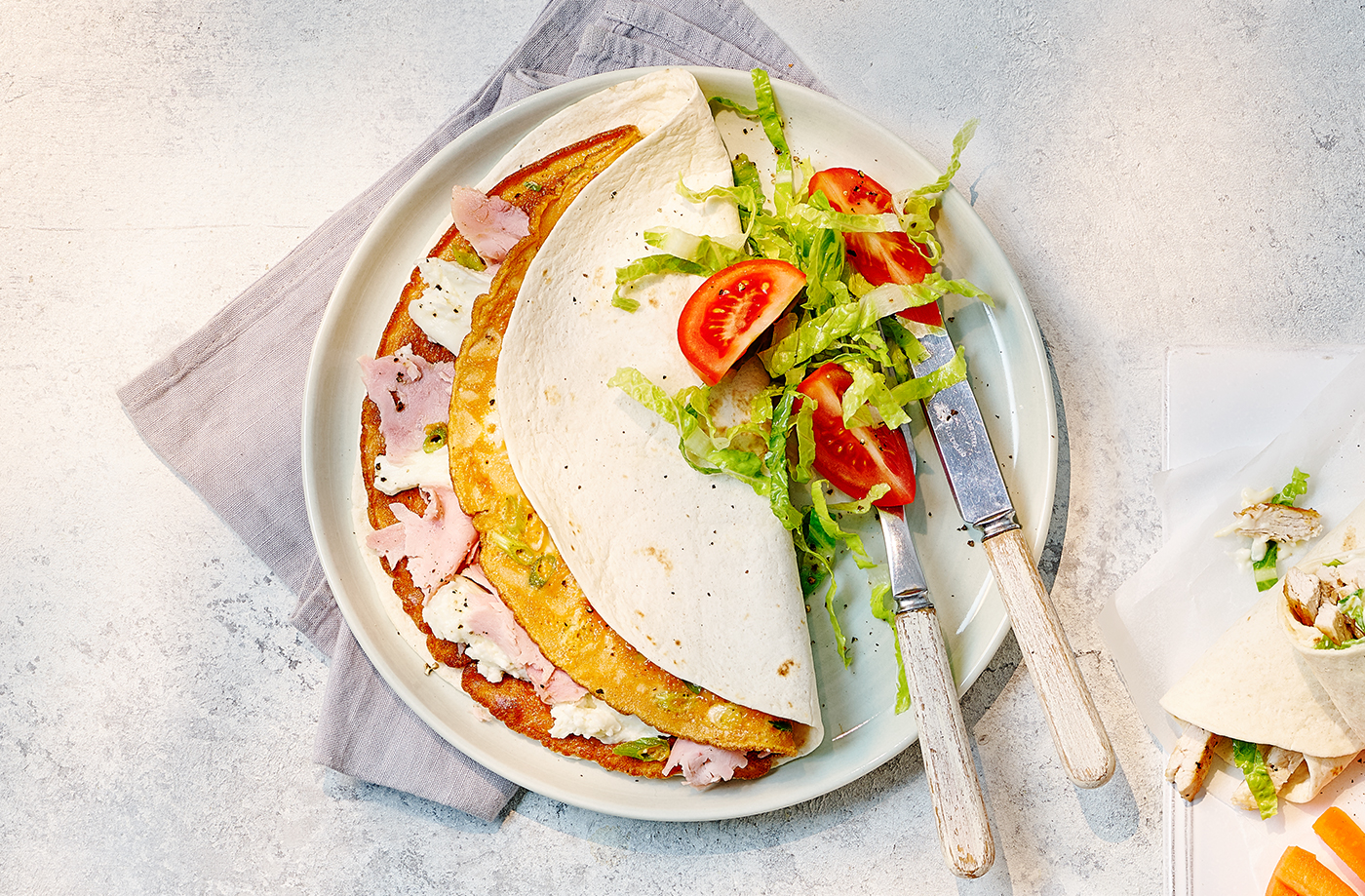 Ham and mozzarella omelette wrap recipe