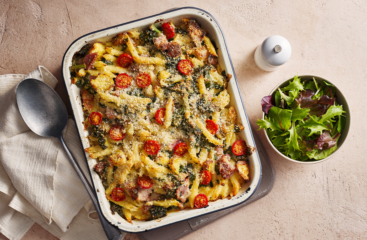 Ham and potato pasta bake recipe