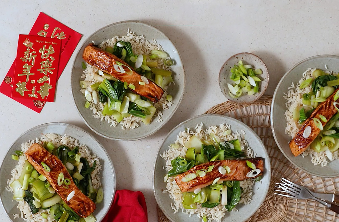 Hoisin salmon with rice recipe
