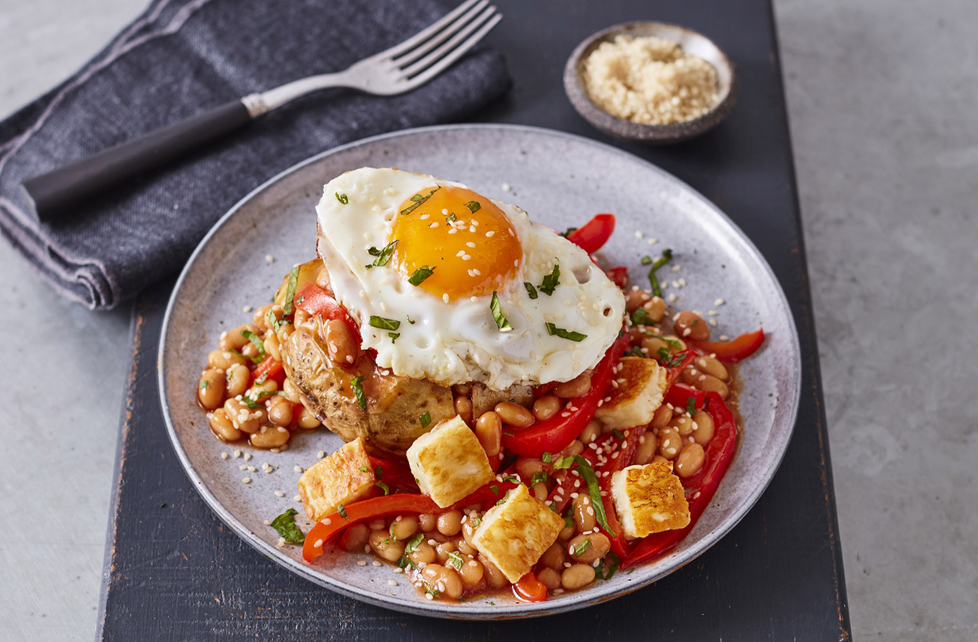 Veggie brunch jacket potatoes recipe