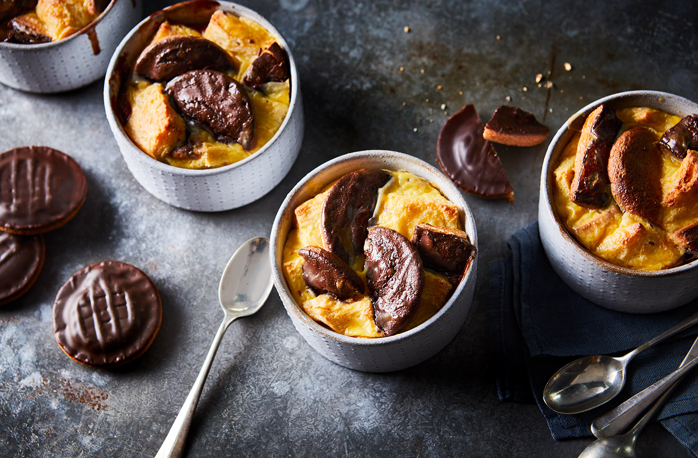 Mini Jaffa cake bread and butter puddings recipe