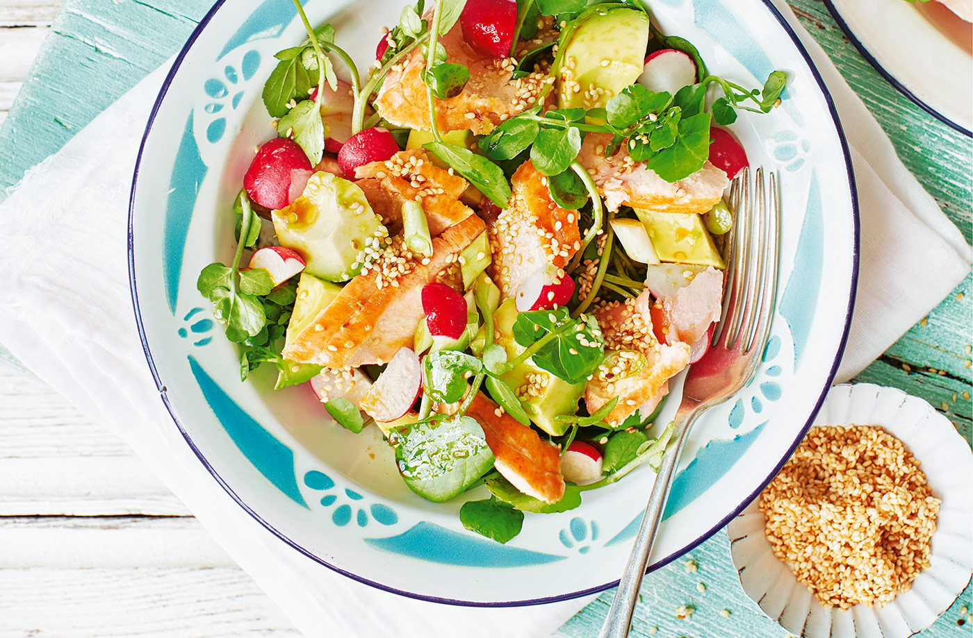 Japanese-style salmon and avocado salad recipe