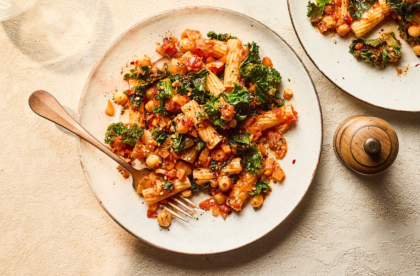 Kale and chickpea pasta recipe