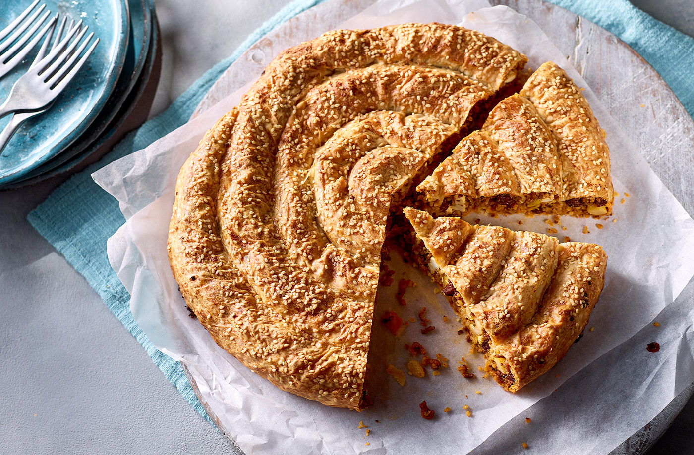 Lamb filo swirl pie recipe