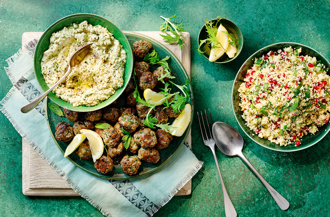Lamb and spinach meatballs with couscous recipe