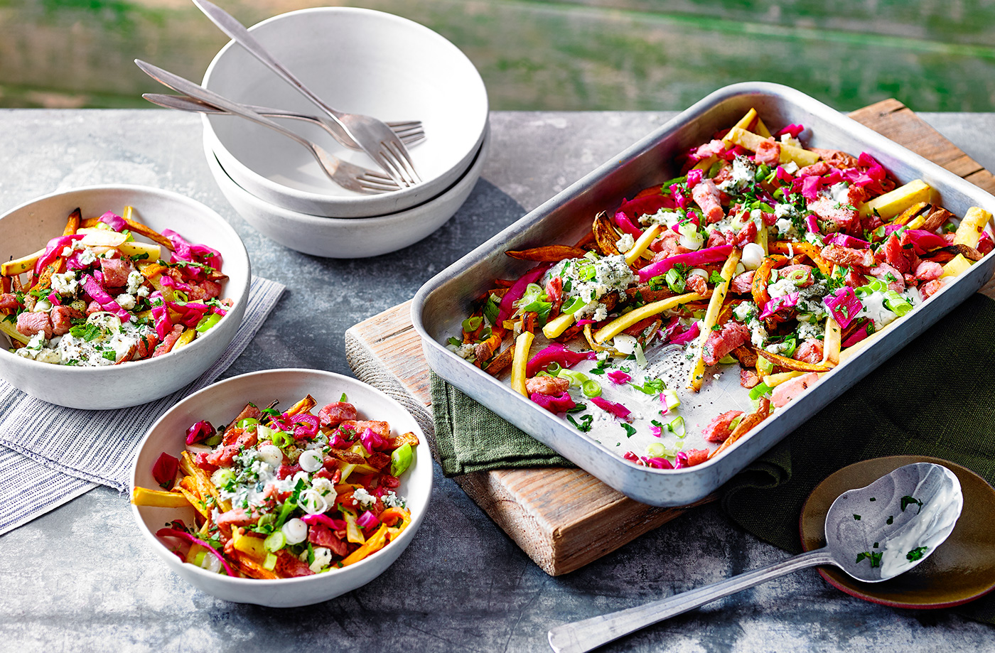 Loaded sweet potato and parsnip fries recipe