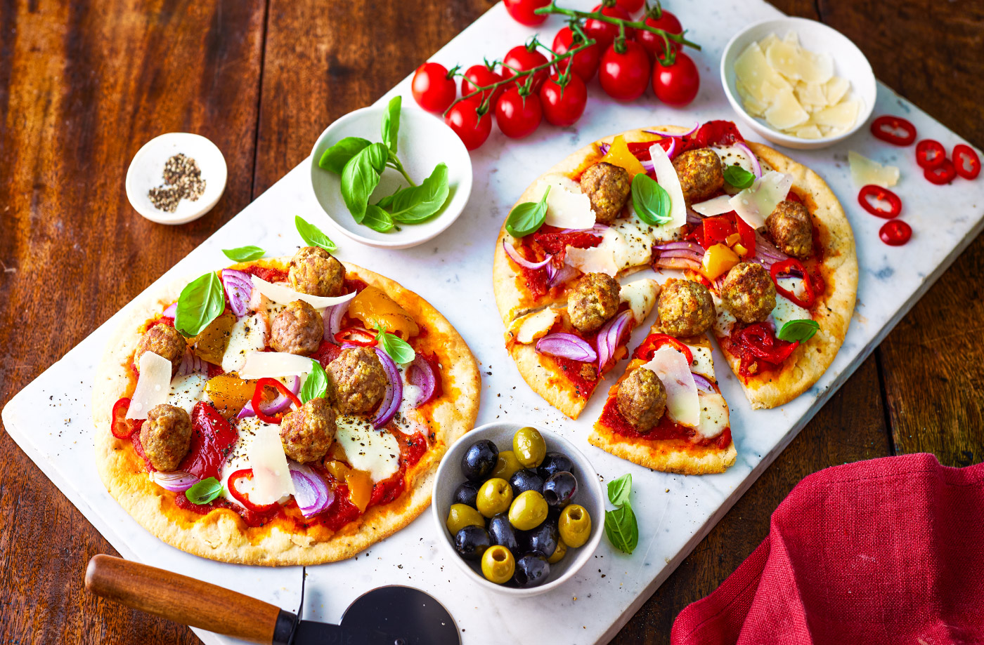 Meatball arrabbiata pizza recipe