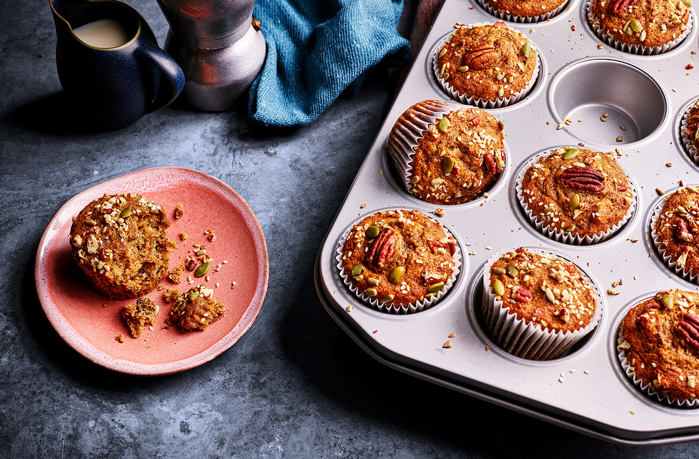 Maple, banana and pecan breakfast muffins recipe