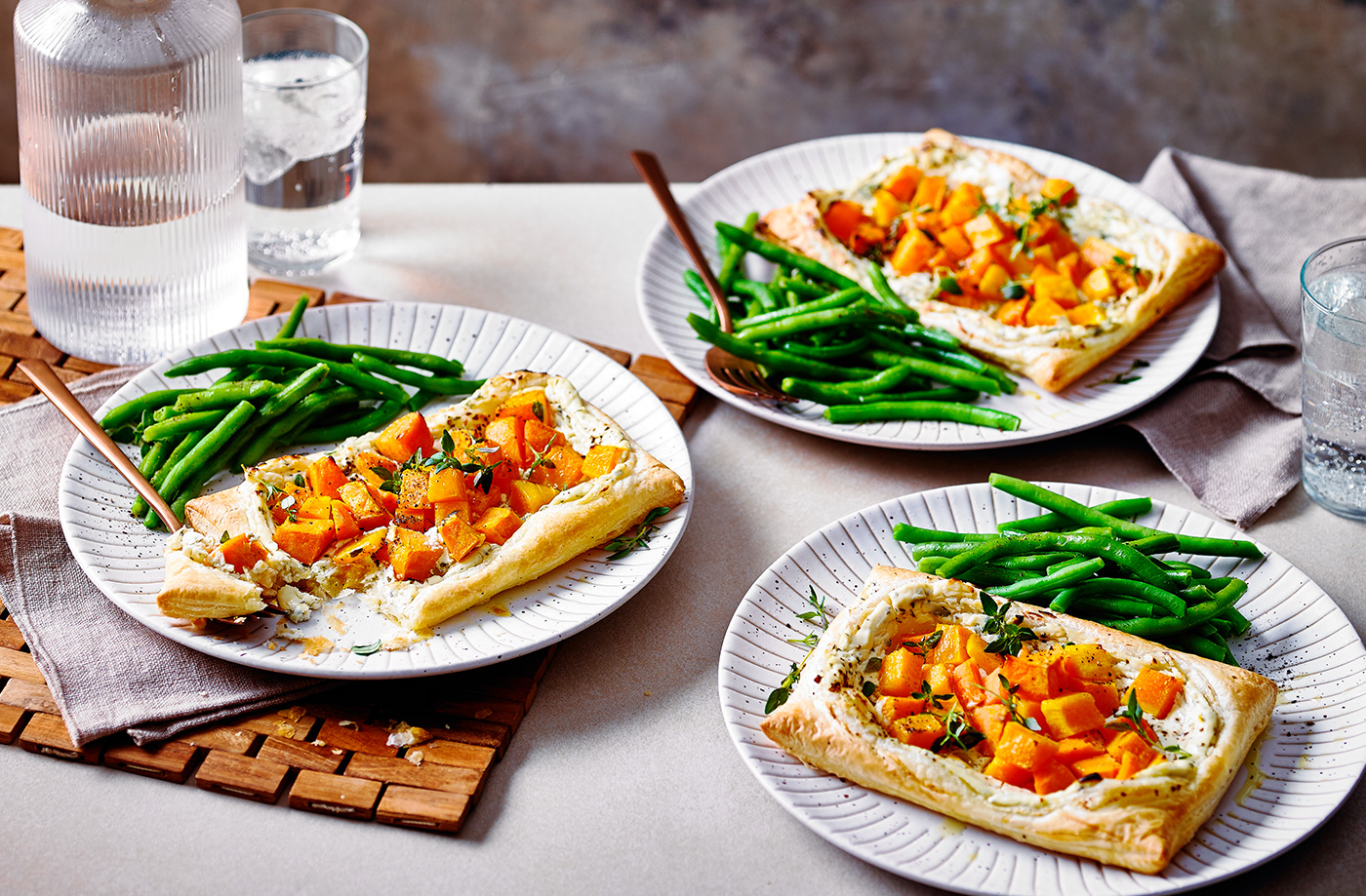 Mini butternut squash and sweet potato tarts recipe