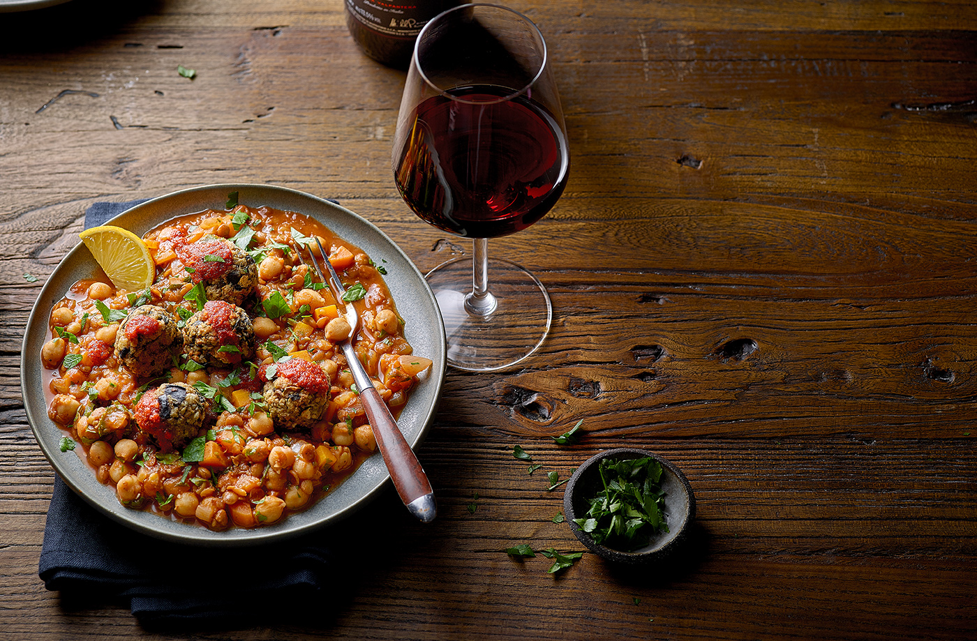 Moroccan-style harira stew with aubergine kofta recipe
