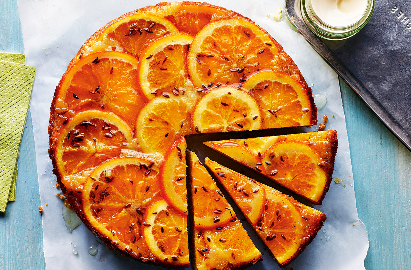 Orange and fennel upside-down cake recipe